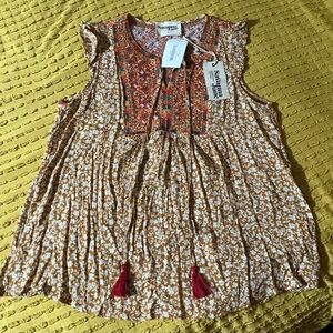 Savannah Jane Floral Swing Tank - Brown and Red